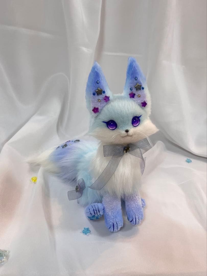 ルルチェ•リリィ　オーロラ×ブルー　羊毛フェルト　ハンドメイド　ぬいぐるみ
